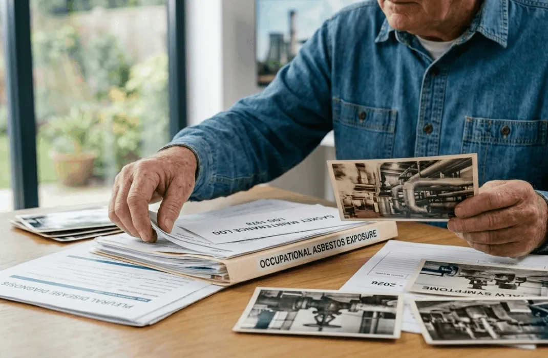 A documentary-style close-up of a compassionate unbranded Nurse Navigator and patient , an older veteran seated collaboratively in a modern clinical office in 2026. The unbranded '2026 DISABILITY UPGRADE ROADMAP' checklist is open on the generic wooden table. Natural daylight filters from a garden window, highlighting the specialized unbranded medical monitor showing a high-resolution color-coded sagittal view of a Low-Dose CT (LDCT) 3D lung scan in the soft-focus background
